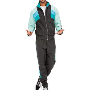 Ensemble de survêtement d'hiver pour homme, veste zippée décontractée et pantalon respirant en polyester et coton tricoté - Product Image 1
