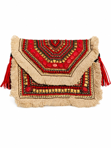 Sac à bandoulière à rabat orné de perles et de pierres, avec franges, pour femme, sac à main de créateur, léger, durable, personnalisable, vente en gros - Product Image 2