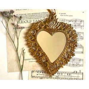 Wholesale Gold Sacred Heart Wall <b>Mirror</b> <b>Vintage</b> Sunburst Flamed Heart Shaped Decorative <b>Mirror</b> For Living Room Interior Decor - Product Image 3