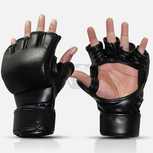 Guantes de Boxeo MMA Transpirables para Club/Equipo, Color Negro, Medios Dedos, Cierre de Velcro, Unisex, para Entrenamiento de Artes Marciales - Product Image 1