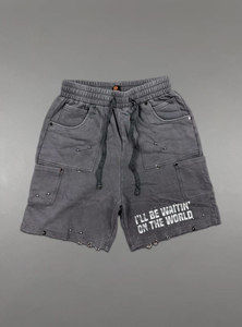 Conjunto de Camiseta y Pantalones Cortos Casuales de Algodón Gris para Hombre con Estampado de Letras en la Espalda, Cuello Redondo, Ropa de Verano, Tejido de Punto con Serigrafía - Product Image 5