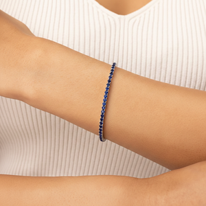 Pulsera de tenis de oro de 14 quilates con zafiro azul de laboratorio, joyería fina - Product Image 2