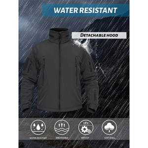 Men's Zip Up Softshell Jacket Warm <b>Thermal</b> Softshell Fabric Construction with Detachable Hood - Blank Plain No Logo for Work Uni - Product Image 5