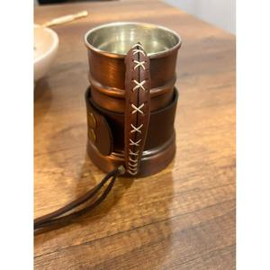 Taza de cerveza de jengibre de cobre antiguo con asa de cuero, ecológica, aislada, apta para lavavajillas, con logo personalizado, estilo rústico/campestre - Product Image 3