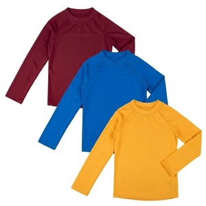 Children's Long Sleeve Rash Guard Shirt In <b>Maroon</b> Blue And Yellow Anti Uv Protection Unisex Polyester <b>Top</b> - Product Image 1