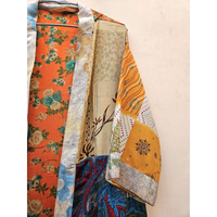 Robe Kimono d'été pour femme en satin de soie indien, style bohème vintage, à motifs floraux, respirante, douce, avec taille élastique et col en V, longueur intégrale