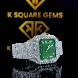 ลดราคาพิเศษ นาฬิกาควอตซ์อัตโนมัติคุณภาพดี หน้าปัดสี่เหลี่ยม สแตนเลสสตีล VVS กันน้ำ ประดับเพชรโมอิสซาไนต์ - Product Image 1
