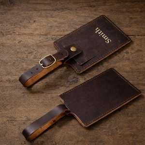 Personalized Travel Luggage Tags Genuine Leather Bag Tags Privacy Cover Suitcase <b>Name</b> <b>Labels</b> Custom Foil LMP-0261 - Product Image 3