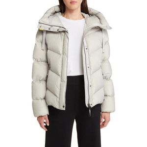 Winter Long <b>Quilted</b> Zipper Womens Puffer Jacket Insulated Hooded Alpine Parka Front Logo Polyester Filled Nylon Shell - Product Image 2
