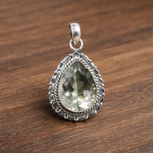 Colgante de cuarzo limón natural en forma de lágrima, plata de ley 925, hecho a mano, estilo vintage, joyería con piedras preciosas, regalo para mujer, regalo de Navidad - Product Image 4