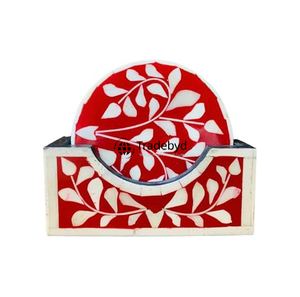 Sous-verre moderne en os incrusté, fait main, de luxe, carré 4x4 pouces, couleur personnalisée, accessoire de décoration de table Tradebyd - Product Image 2