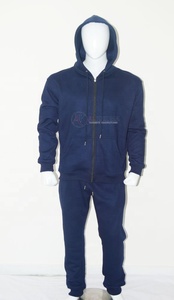 Premium Navy Fleece Tracksuit <b>Set</b> Heavyweight Organic Cotton Oversized Hooded Anti-Static Streetwear Sportswear Custom Logo OEM - Product Image 2