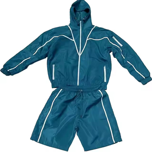 Unisex Maroon Hooded Lightweight Casual Tracksuit Full Sleeve Solid Color Sporty Side Pockets Zipper Closure Drawstring <b>Shorts</b> - Product Image 6