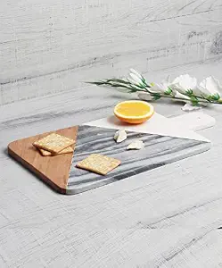 Planche à découper en marbre blanc de luxe FAIZA CRAFT, écologique, forme personnalisée, manche en bois, cuisine, restauration, passe au lave-vaisselle - Product Image 5