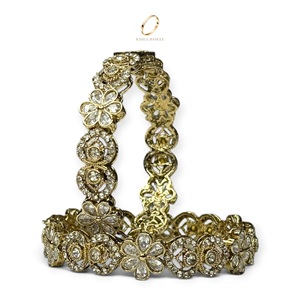 Luxury Flower Stainless Steel <b>Crystal</b> Rhinestone Cubic Zircon Bangles 18K Gold Plated Women's Wedding Fashion Jewelry Wholesale - Product Image 1