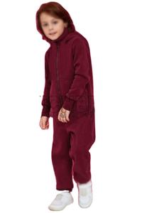 2025 Long Sleeve Kids Jumpsuit Wholesale Fleece Kids Zipper <b>Hoodies</b> Autumn Winter Custom Kids Sweatsuit Sets - Product Image 5