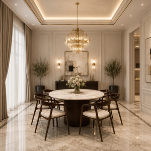 Ensemble de table et de chaises de salle à manger rondes Valo, style Japandi, en teck de qualité supérieure, écologique, durable, qualité d'exportation, élégant - Product Image 5