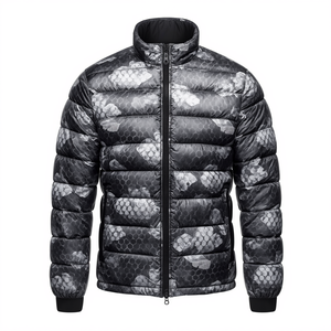 Men's Waterproof Windproof Hooded <b>Thick</b> Winter Casual Hexagon Print Puffer <b>Jacket</b> - Product Image 3