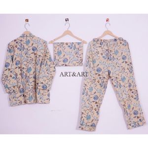 Conjunto de Pijama de Algodón para Mujer, Ropa de Dormir Suave, Transpirable y de Secado Rápido con Estampado Floral para el Hogar y el Sueño - Product Image 4