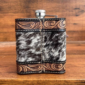 New Best Selling Luxury Customized Hand Tooled Leather Premium Heavy Duty Hip <b>Flask</b> Holder Case Personalized Cowhide Hip <b>Flask</b> - Product Image 5