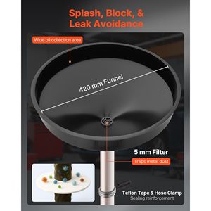 Serbatoio Portatile per Scarico Olio da 18 Galloni con Imbuto Regolabile per Riparazioni Auto e Scarico Fluidi Industriali, Ruote Incluse - Product Image 6