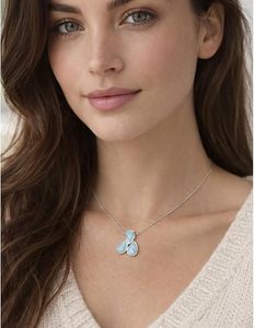 Larimar Teardrop <b>Triple</b> <b>Necklace</b> 925 Sterling Silver Natural Gemstone Layered Pendant Jewelry for Women Wholesale - Product Image 3