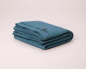 Parure de lit en lin bleu émeraude avec 2 taies d'oreiller, finition délavée, fermeture à boutons, pour la décoration de la maison, des hôtels et des chambres. - Product Image 2