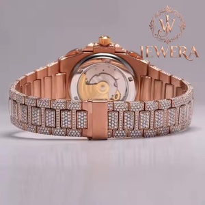 Reloj de Diamantes de Acero Inoxidable con Moissanita de Diseño para Hombre y Mujer, Elegante Reloj de Pulsera de Lujo para Compromiso y Boda - Product Image 3