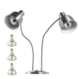 Lampada Riscaldante per Alimenti Commerciale da 500W con 2 Teste e Struttura in Acciaio Inossidabile - Controllo Manuale della Temperatura - Product Image 1