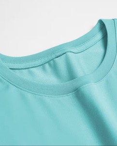 Men's Light Blue Solid Color Short Sleeve O-Neck T-Shirt Regular Fit Casual Knitted Style - Product Image 4