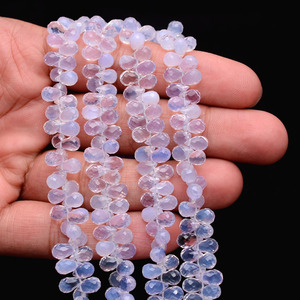 Cuentas facetadas de cuarzo lavanda AAA de 7x5 mm, cuentas briolette en forma de lágrima, piedra semipreciosa natural de escorolita, cuentas elegantes para joyería. - Product Image 5