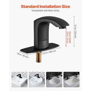 Rubinetto per Lavabo Bagno Senza Contatto con Sensore di Movimento Automatico, Miscelatore Regolabile per WC, Funzionamento a Batteria, con Copertura - Product Image 3