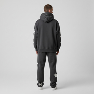 Custom Heavyweight Blank Mens Streetwear Olive Green Full Zip <b>Hoodie</b> Baggy Sweatpants Fleece Jogger Set Winter Tracksuit - Product Image 4