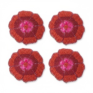 Posavasos de Flores con Cuentas Naranjas y Rosas Hechos a Mano 2026, Diseño Tradicional para Protectores de Mesa Decorativos - Product Image 1