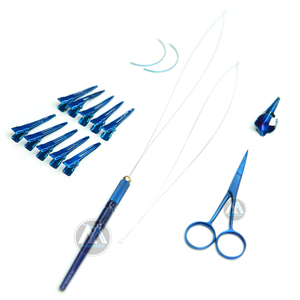Kit Profesional de Herramientas para Extensiones de Cabello con Enhebrador de Bucles, Tijeras y Accesorios |   Herramientas para Extensiones de Cabello Azul |   ZetomedPro - Product Image 1