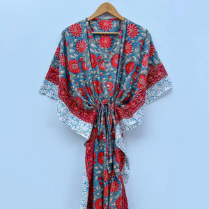 Wholesale Hand Block Printed Cotton <b>Kaftan</b> Block Printed Cotton <b>Beach</b> <b>Kaftan</b> Women Party Dress Wear Night Maxi Dress - Product Image 1