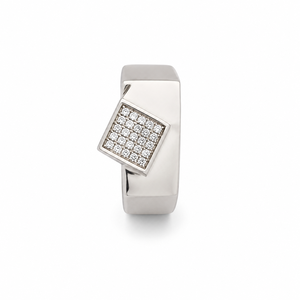 925 Sterling Silver <b>Mens</b> Diamond Pave Square Signet <b>Ring</b> Bold Minimalist Design High Polish Finish Wedding Party Daily Wear Gift - Product Image 2