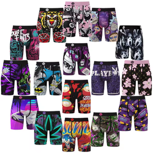Sublimated Star Print <b>Boxer</b> Briefs Men Mid Rise Knitted Underwear Breathable Polyester Cotton <b>Trunks</b> Custom Elastic Waistband XL - Product Image 6