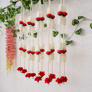 Guirnalda Floral de Perlas para Puerta, Rosas Rojas Artificiales, Decoración para Bodas, Diwali, Hogar, Fondo Decorativo - Product Image 2