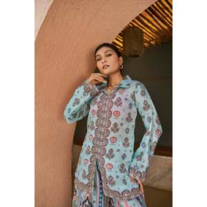 Conjunto de diseñador para mujer con estampado digital y pedrería, manga larga, estilo elegante, talla XL - Product Image 2