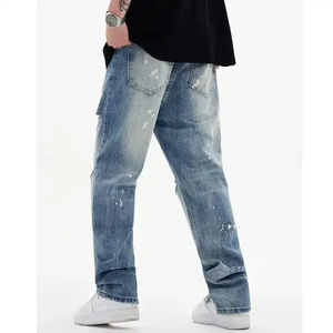 Baggy Hip Hop Style Denim <b>Jeans</b> Pant Unisex Lightweight Washed Durable Men's <b>Paper</b> <b>Bag</b> Waist Mid Rise Winter <b>Jeans</b> Pants - Product Image 5