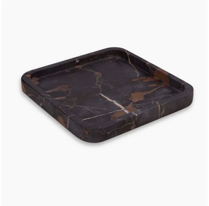 Plateau de service carré en marbre noir et or, pierre naturelle, décoration de luxe pour la maison, résistant au feu, revêtement mural de cuisine - Product Image 4