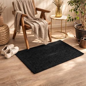 Tapis en jute tressé fait main Vidhi Exports, antidérapant, adapté aux animaux domestiques, réversible, motif géométrique, poils courts, épaisseur moyenne, lavable - Product Image 4