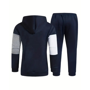 Chándal con Capucha para Hombre, Diseño Color Block, Cierre Completo, Ropa Deportiva Casual, Poliéster y Algodón, para Otoño, Corte Regular, Bolsillos Laterales - Product Image 3