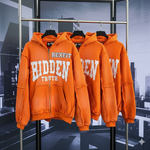 Hoodies à prix abordables, effet délavé soleil, broderie vieillie, haute qualité, en molleton bouclette épais, coupe oversize, avec fermeture éclair vieillie - Product Image 5