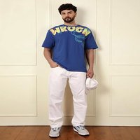 T-shirt décontracté pour homme, bleu, manches courtes, col rond, coupe classique, 100% coton, anti-boulochage et séchage rapide