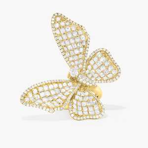 Bague Cocktail Papillon en Diamant de Laboratoire Personnalisée Or Massif 14K 18K Coupe Asscher Ronde Bague Statement Prix B2B OEM ODM Vente en Gros - Product Image 1