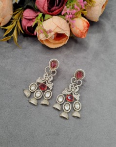 Luxury American Diamond Blue Stone Drop <b>Earrings</b> Wholesale AD Wedding Bridal Long Jhumka Hanging <b>Earrings</b> Party Wear Fashion Set - Product Image 3