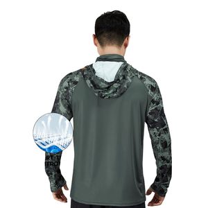 Camiseta de Pesca de Secado Rápido Personalizada con MOQ Bajo, en Spandex/Poliéster, Sudadera con Capucha Sublimada para Pesca de Alto Rendimiento, UPF 50, con Máscara Facial - Product Image 2