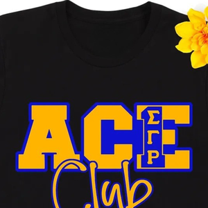 Camiseta SGRHO Ace Club Negra para Mujer, con Estampado Gráfico, Cuello Redondo, Manga Corta, Estilo Casual, Moda Urbana, Personalizada para Hermandad Griega - Product Image 2